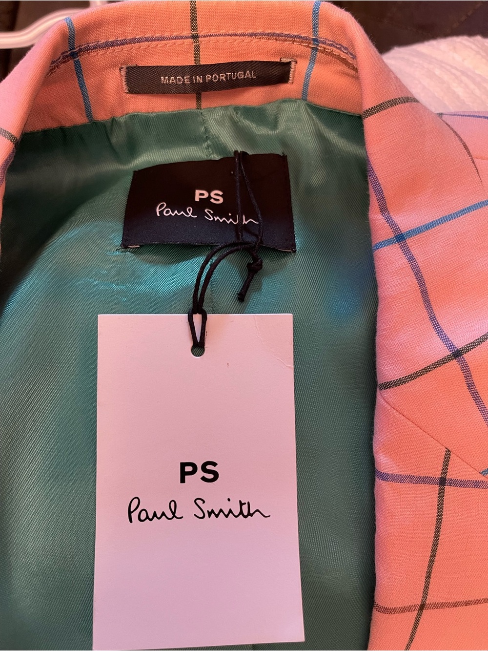 Paul Smith Pink Windowpane Check Linen Blend Pantsuit Size 36 - Picture 12 of 16